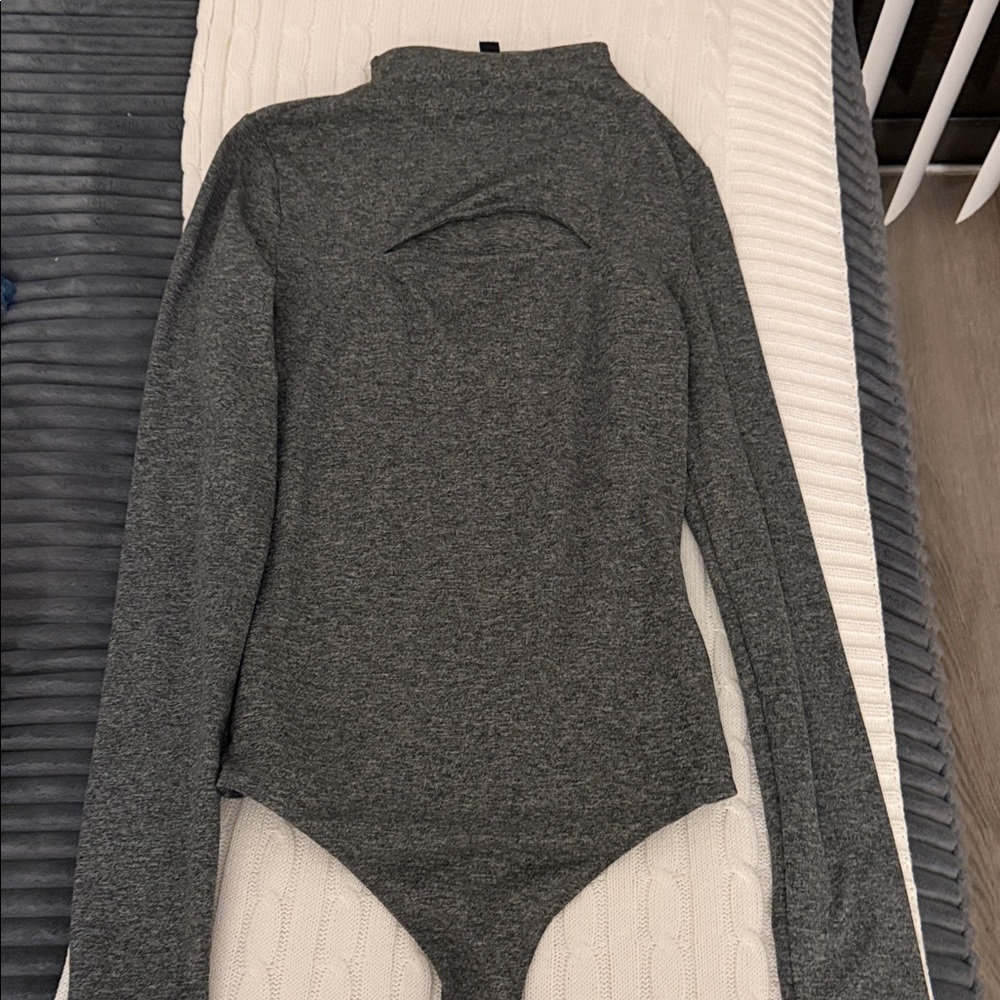 Express Gray Long Sleeve Body Contour Bodysuit size XS